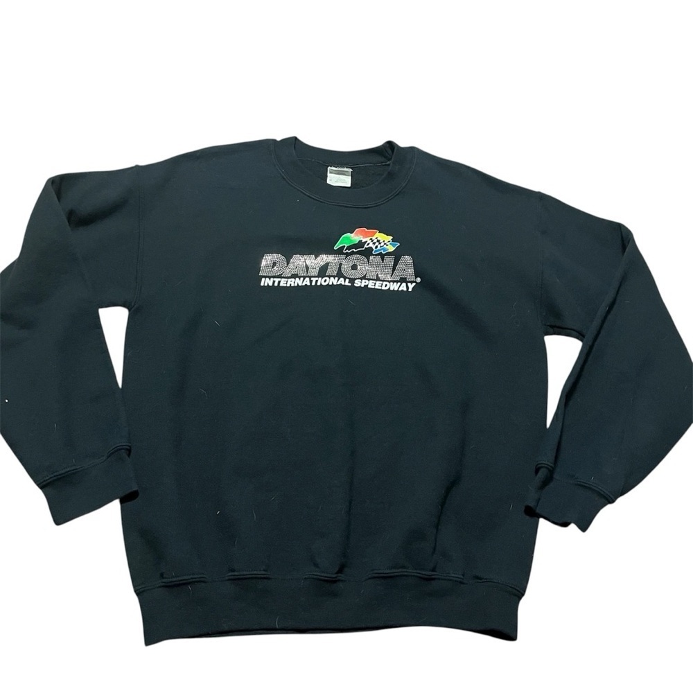 Bedazzled Daytona International Speedway Gildan Black Crewneck Nascar Bedazzled Daytona International Speedway Gildan Black Crewneck Nascar